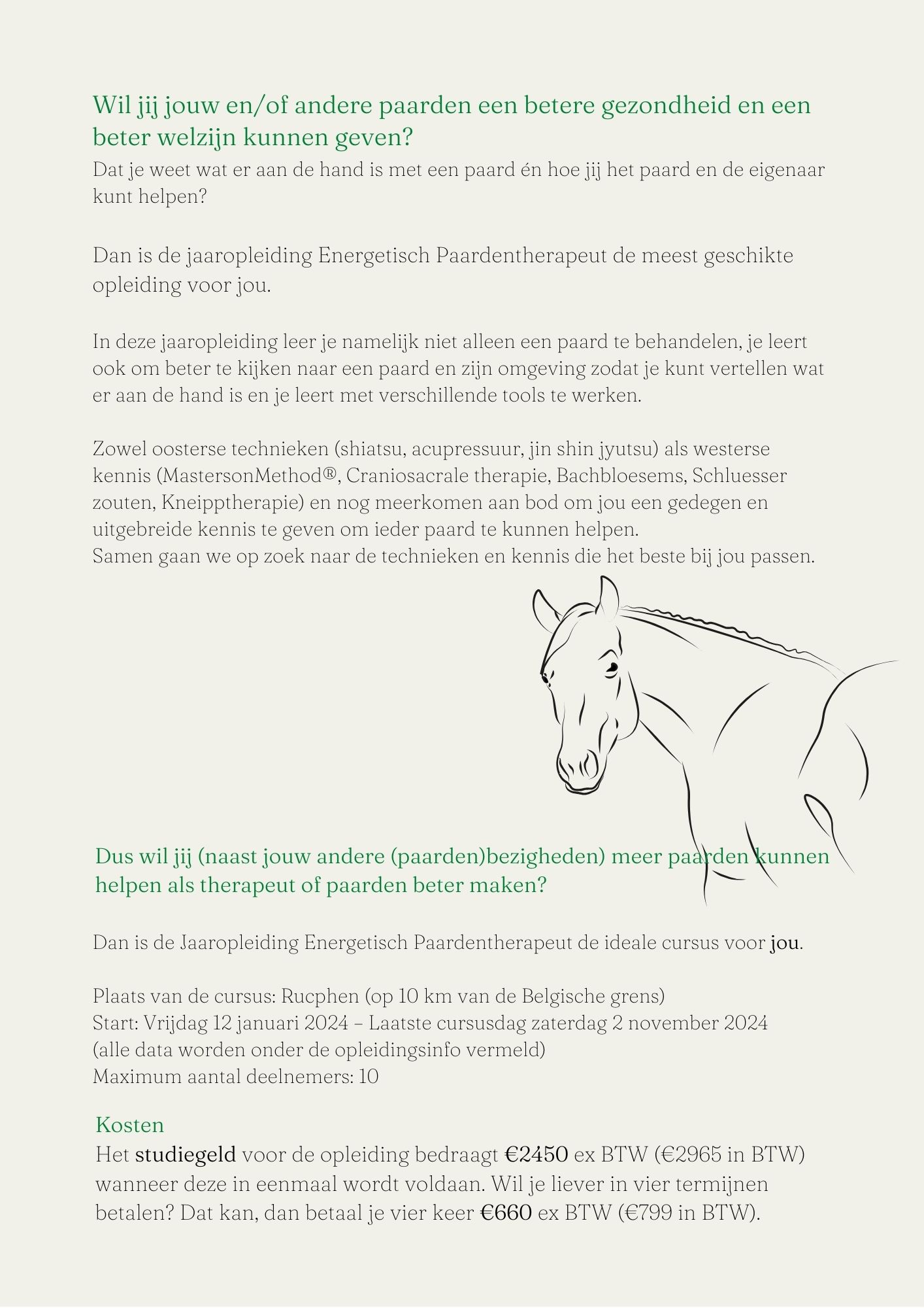 Jaaropleiding Energetisch Paardentherapeut Laarne 2024-2