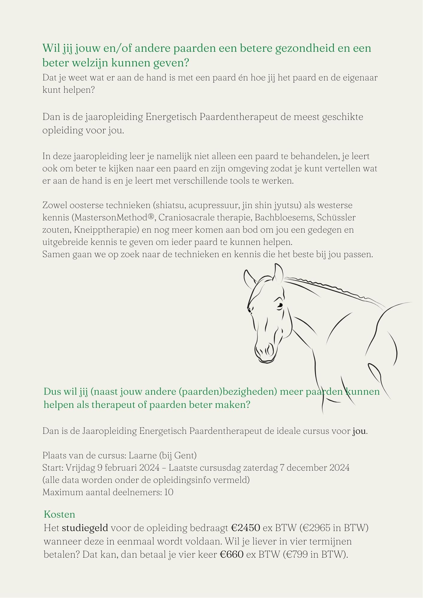 Jaaropleiding Energetisch Paardentherapeut Laarne 2024-2